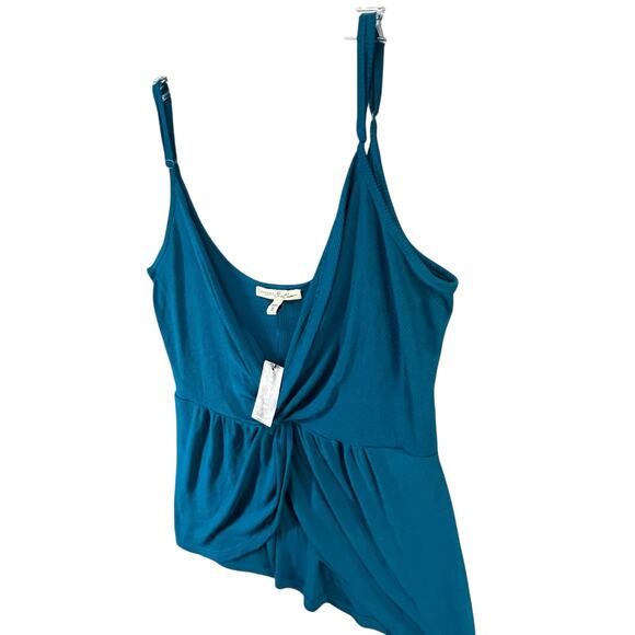 Express One Eleven Cami Tank Top Womens M Teal Blue Ribbed Twist Front Babydoll - Picture 4 of 15